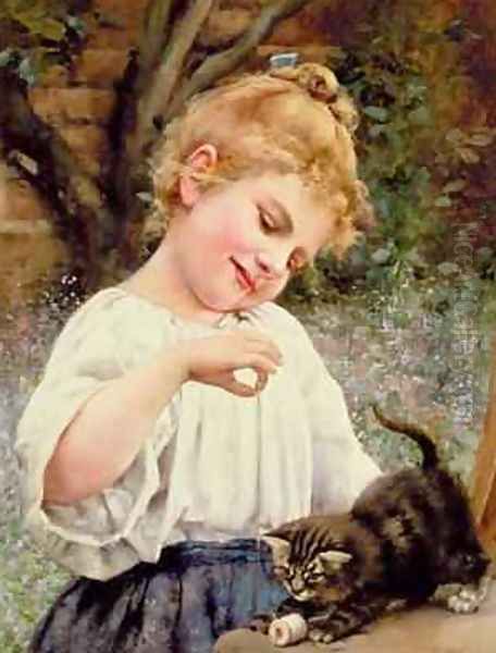 The Playful Kitten Oil Painting by Leo Malempre