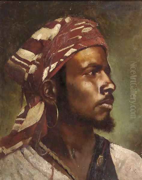 A North African man Oil Painting by Leo Malempre