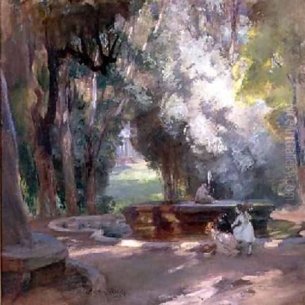 Fountain in the Borghese Gardens Oil Painting by Charles Hodge Mackie