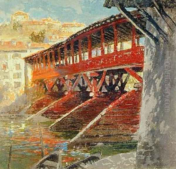 Ponte degli Alpini Bassano del Grappa 1910 Oil Painting by Charles Hodge Mackie