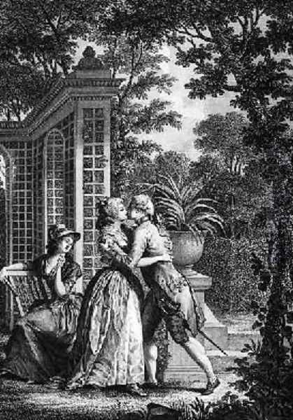 The First Kiss of Love illustration from La Nouvelle Heloise by Jean-Jacques Rousseau 1712-78 Oil Painting by Nicolas Andre Monsiau