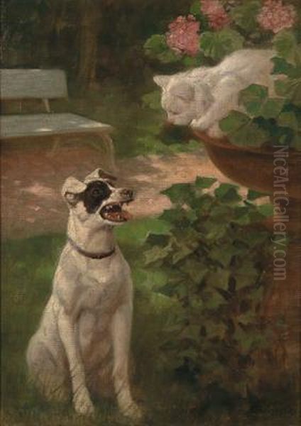 The Curious Cat Oil Painting by Arthur Heyer