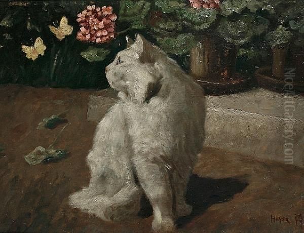 Portrait Of A Cat Oil Painting by Arthur Heyer