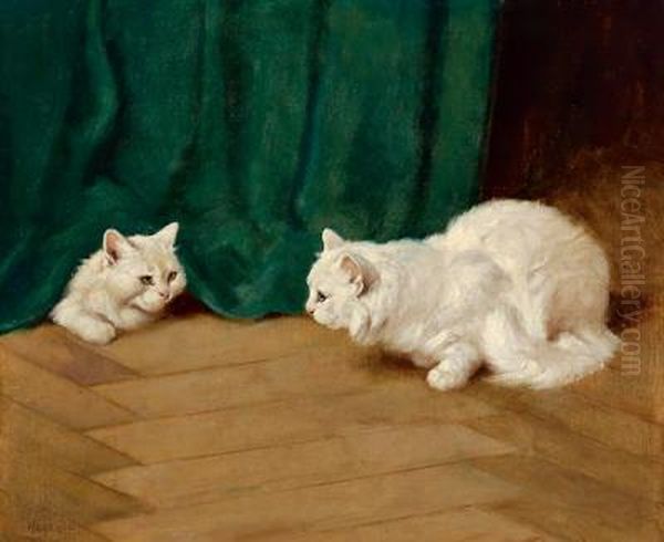 Zwei Weise Katzen Oil Painting by Arthur Heyer