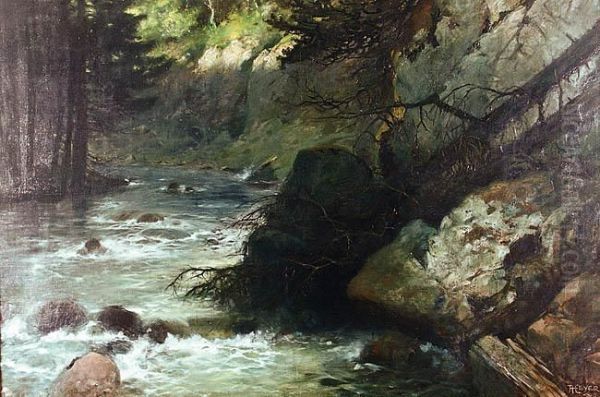 Pejzaz Z Rzeka Oil Painting by Arthur Heyer