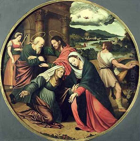 The Visitation Oil Painting by Vicente Juan (Juan de Juanes) Macip