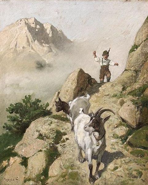 Kecskepasztor Hegyi Osvenyen Oil Painting by Arthur Heyer