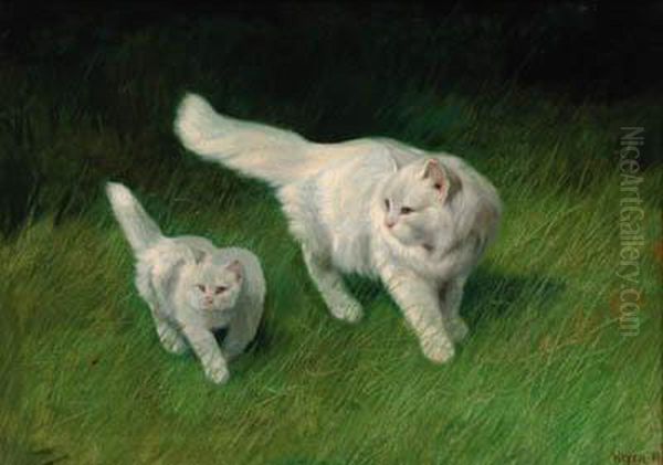 Two Cats Oil Painting by Arthur Heyer