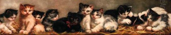 Kittens Oil Painting by Arthur Heyer