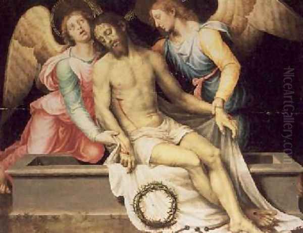 Pieta Christus Patiens 1550 Oil Painting by Vicente Juan (Juan de Juanes) Macip