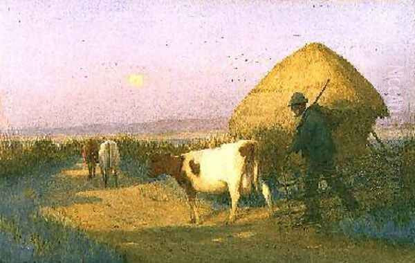 A Drover homeward Bound Oil Painting by Owen Baxter Morgan