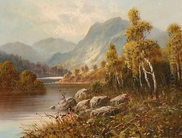 A Highland River Landscape Oil Painting by Frank Hider