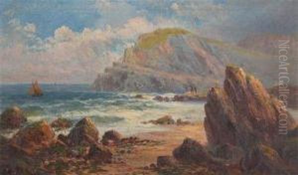 Sunset On The Cornish Coast; The Capstone Ilfracombe Oil Painting by Frank Hider