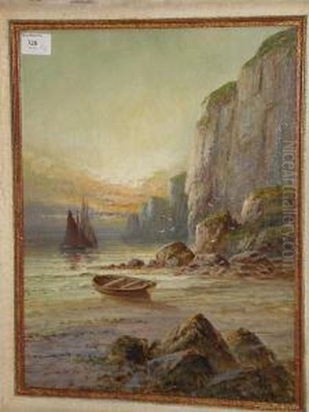 Coastal Scene With Figure Oil Painting by Frank Hider