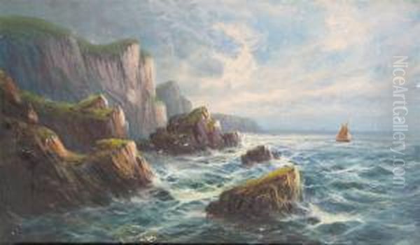 High Tide On The Cornish Coast Oil Painting by Frank Hider