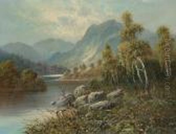 A Highland River Landscape. Oil Painting by Frank Hider