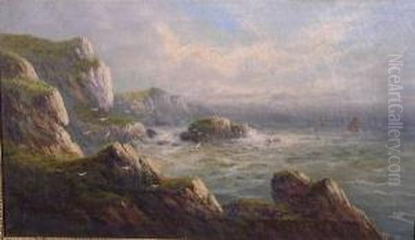 Rockbound Coast,n.devon Oil Painting by Frank Hider