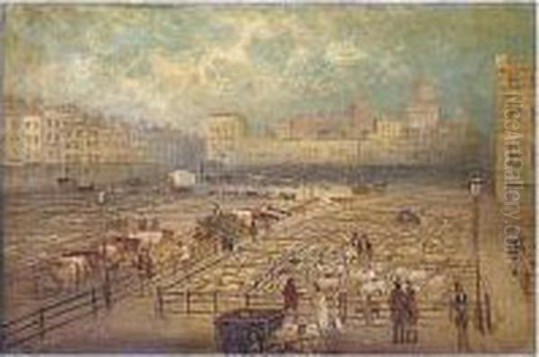 Smithfield Market Oil Painting by Frank Hider