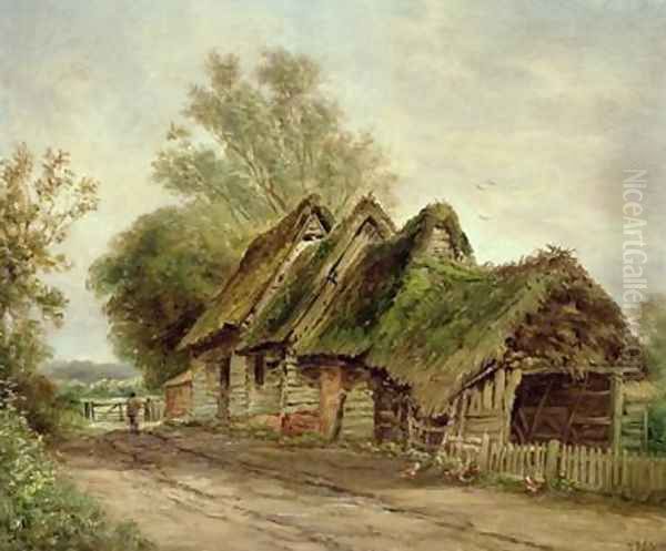 Barns at Flatford Oil Painting by John Moore