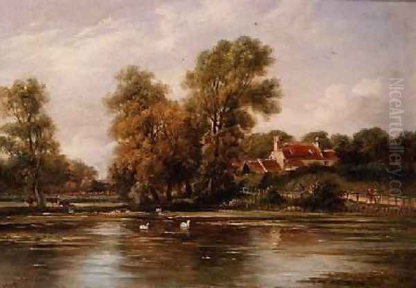 St Johns Abbey Mill Pond Colchester Oil Painting by John Moore