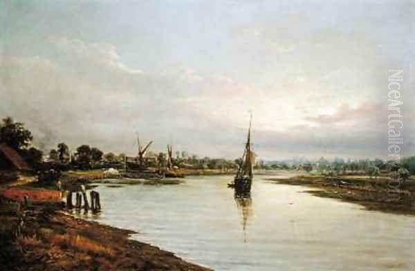 On the Deben Hackney 1884 Oil Painting by John Moore