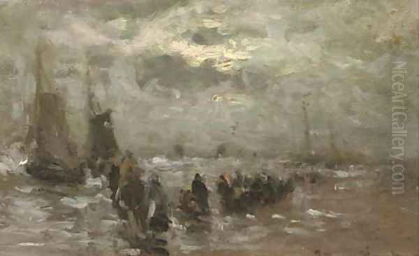 On the beach Oil Painting by Gerhard Arij Ludwig Morgenstje Munthe