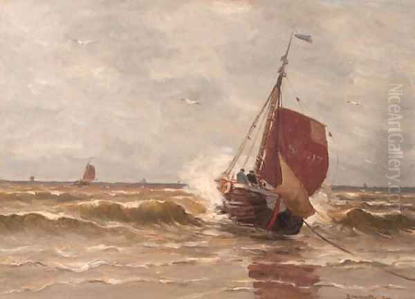 The arrival of the Scheveningen 17 Oil Painting by Gerhard Arij Ludwig Morgenstje Munthe