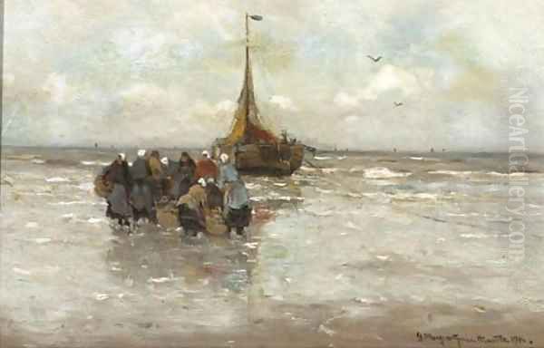 Collecting the catch Oil Painting by Gerhard Arij Ludwig Morgenstje Munthe