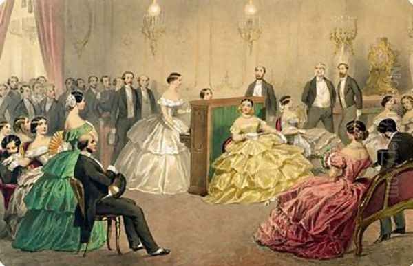 Concert at the Chausee dAntin from the Soirees parisiennes series Oil Painting by Henri de Montaut