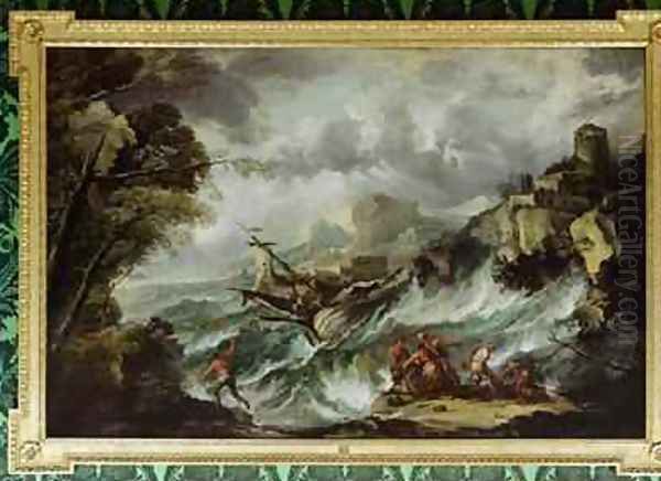 Seascape with Shipwreck 2 Oil Painting by Antonio Marini