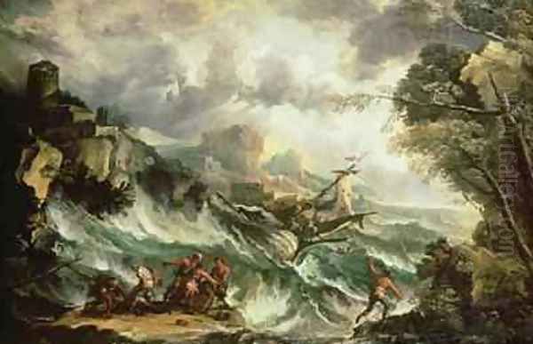 Seascape with Shipwreck Oil Painting by Antonio Marini