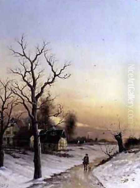 The Gamekeeper Going Home Oil Painting by F. Muller