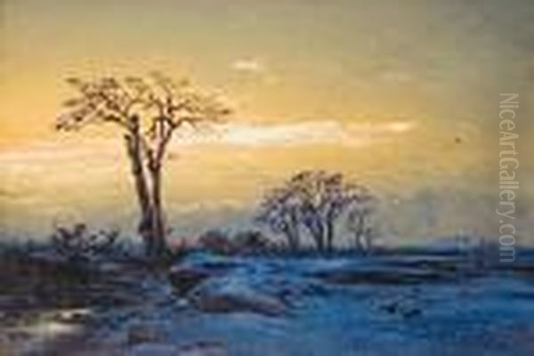 Abendlichiche Winterlandschaft Oil Painting by Eduard Hildebrandt