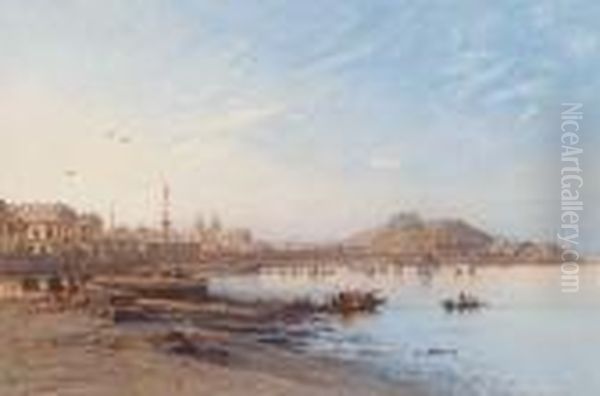 View Over Macao Harbour Oil Painting by Eduard Hildebrandt