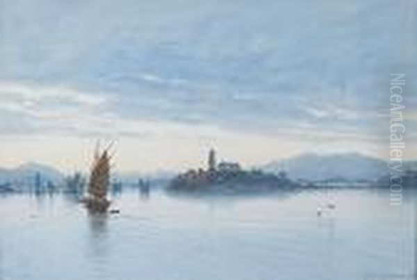 View On The Pearl River, Macao Oil Painting by Eduard Hildebrandt