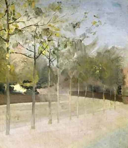 Chelsea Embankment Plane Trees 1908 Oil Painting by Paul Fordyce Maitland