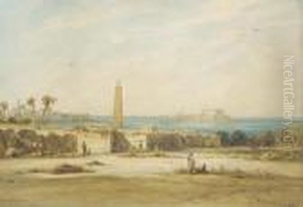 Cleopatra's Obelisk, Alexandria Oil Painting by Eduard Hildebrandt