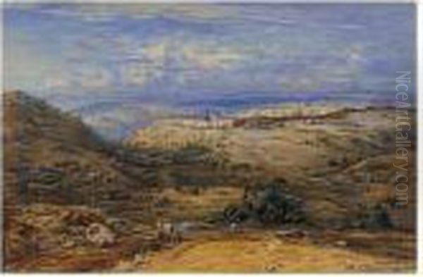 Jerusalem From The Mount Of Olives Oil Painting by Eduard Hildebrandt