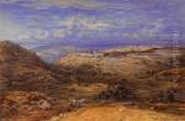 Jerusalem From The Mount Of Olives Oil Painting by Eduard Hildebrandt