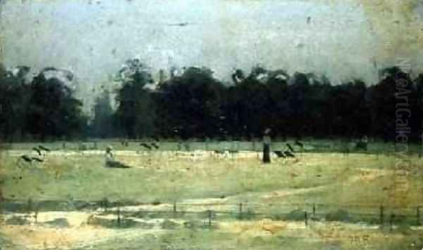 Kensington Gardens near the Queens statue Oil Painting by Paul Fordyce Maitland