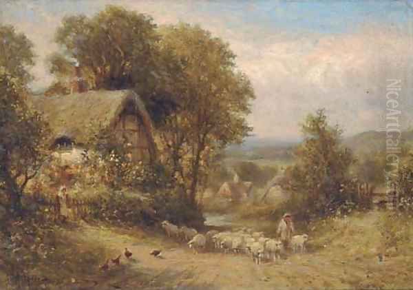 A country lane near Horsham, Sussex Oil Painting by Henry Maidment