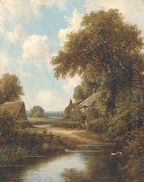 The duck pond 2 Oil Painting by Henry Maidment