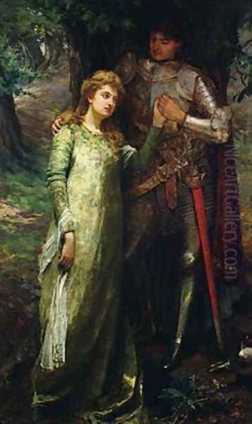 A knight and his lady Oil Painting by William G. Mackenzie