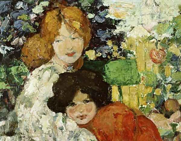 Two Sisters 1899 Oil Painting by Bessie MacNicol