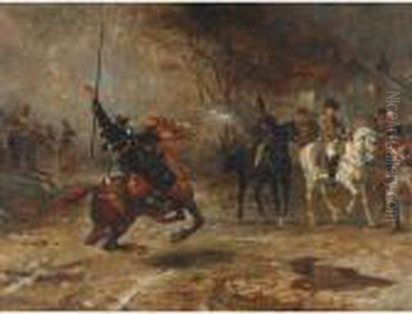 Retreat From Moscow Oil Painting by Robert Alexander Hillingford