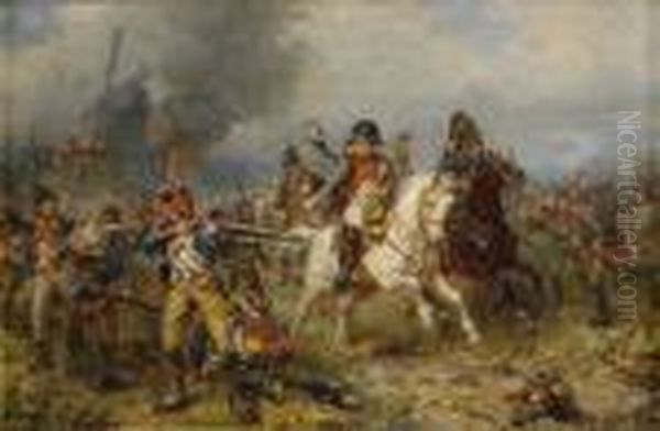 Napoleon Stopping A Route Oil Painting by Robert Alexander Hillingford