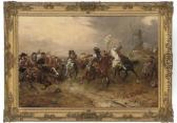 The Battle Of Oudenarde Oil Painting by Robert Alexander Hillingford