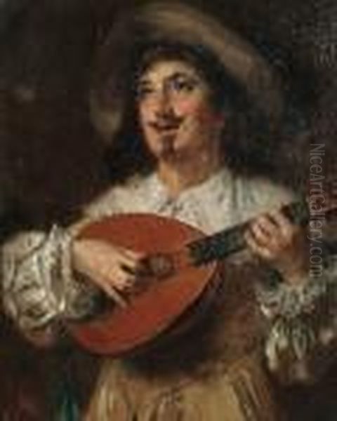 The Minstrel Player Oil Painting by Robert Alexander Hillingford