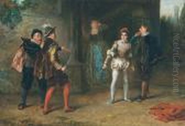 The Duel Between Ronald Leslie And The Duke Of Chateau Range. Oil Painting by Robert Alexander Hillingford