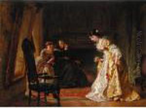 Practising The Court Bow Oil Painting by Robert Alexander Hillingford